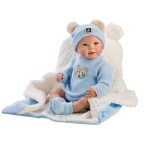 decouvrez adam poupee reborn en laine bleue avec bonnet a pompons 509