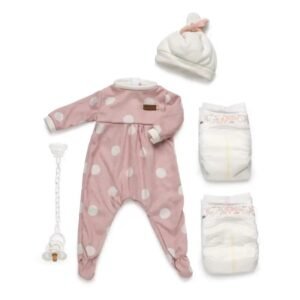elegance et douceur avec le pyjama pois roses pour bebe reborn 38cm 264